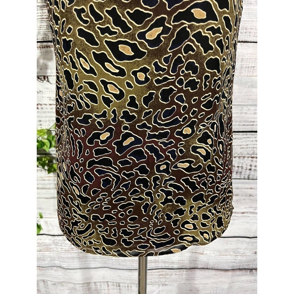 Tory Burch Blouse Tank size 2 Black Brown Cheetah Animal Sheer Cocktail Wedding - Picture 5 of 10